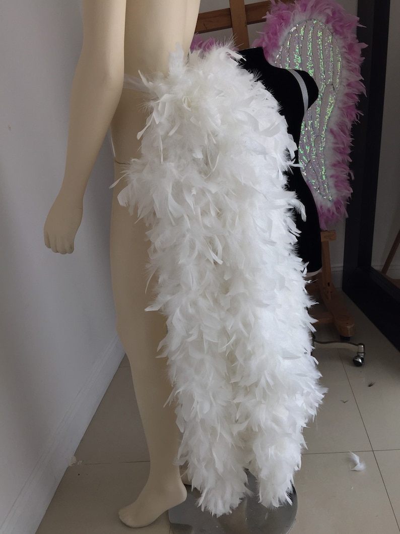 Large Burlesque Costume Feather Bustle Showgirl Costume Feather Skirt Long Feather Tail Feather Train Boa Bustle image 5