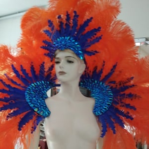 Rihanna inspired feathers rhinestone Samba Costume Angel Wings Fantasy Fest Carnival Showgirl Set Hora Loca