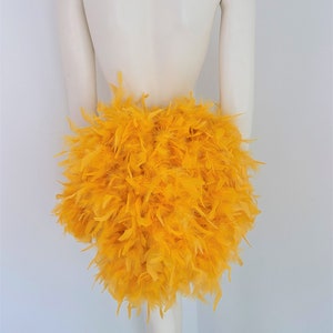 Simple Economical Feather Tail Fan tail back Bustle Boa tutu costume showgirl burlesque Proudly made in the USA and shipped from the USA Yellow Gold