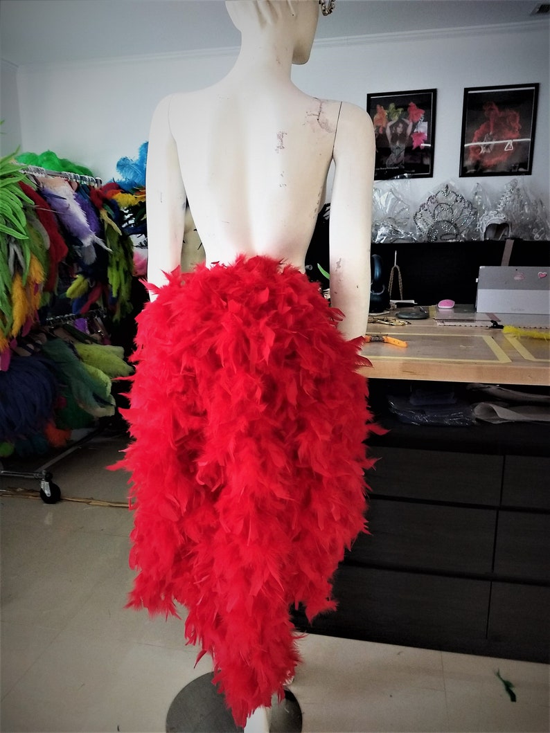 Yellow Economical Feather Tail Fan tail back Bustle Boa tutu costume