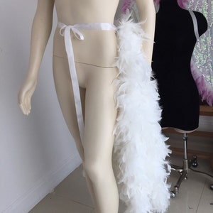 Large Burlesque Costume Feather Bustle Showgirl Costume Feather Skirt Long Feather Tail Feather Train Boa Bustle image 6