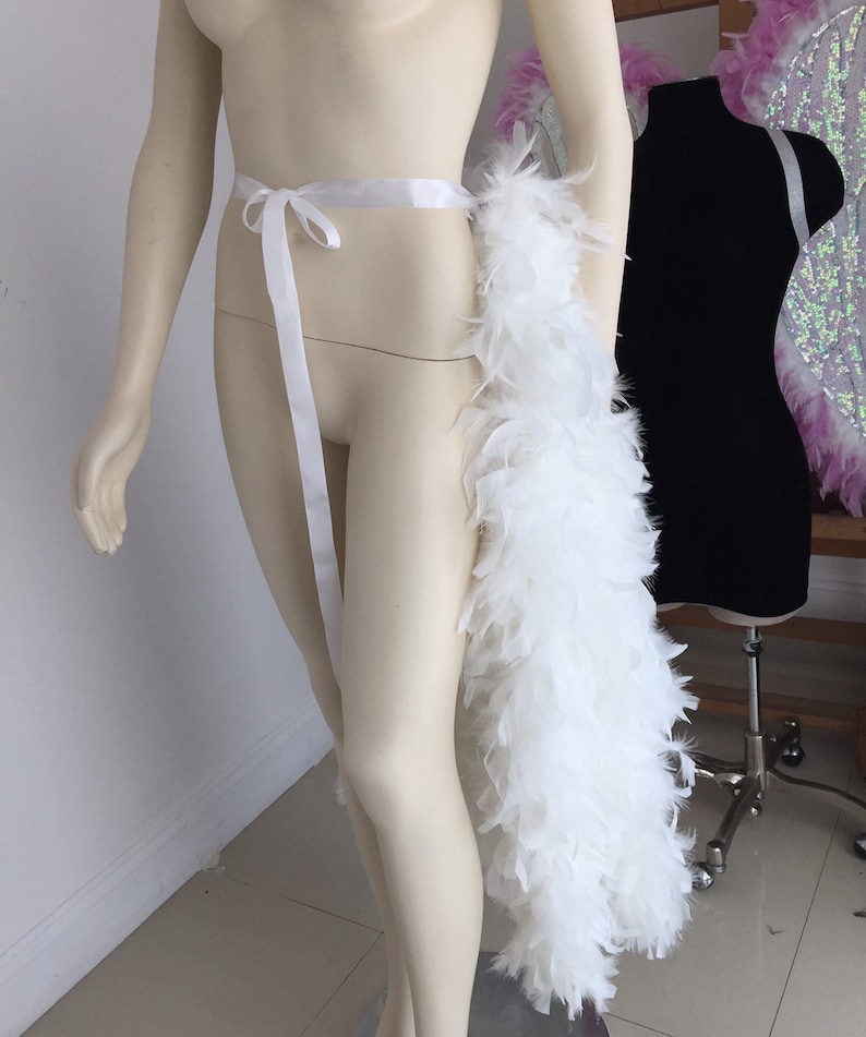 Large Burlesque Costume Feather Bustle Showgirl Costume Feather Skirt Long Feather Tail Feather Train Boa Bustle image 6
