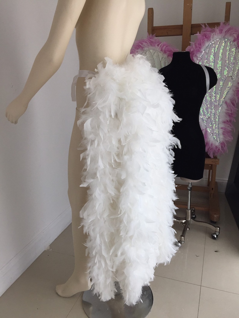Large Burlesque Costume Feather Bustle Showgirl Costume Feather Skirt Long Feather Tail Feather Train Boa Bustle image 7