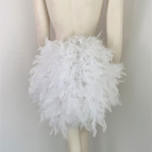 Simple Economical Feather Tail Fan tail back Bustle Boa tutu costume showgirl burlesque Proudly made in the USA and shipped from the USA White