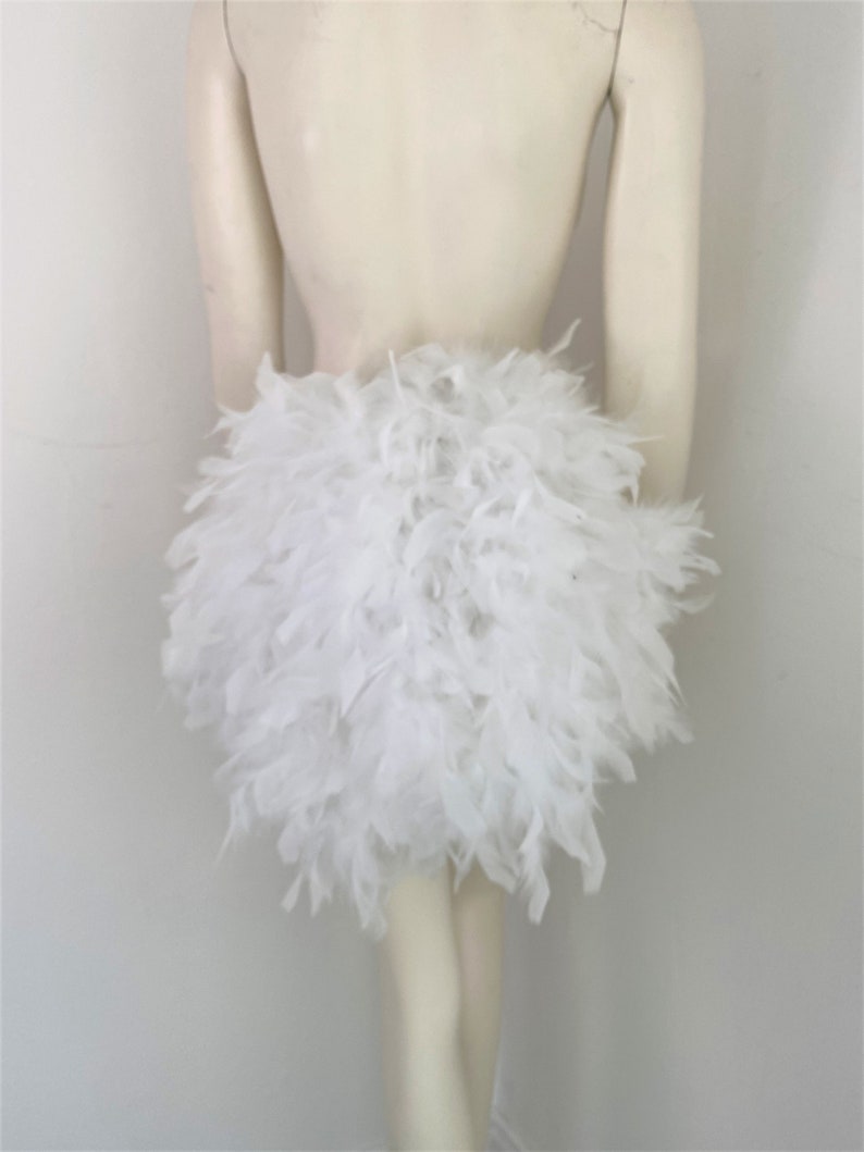 Simple Economical Feather Tail Fan tail back Bustle Boa tutu costume showgirl burlesque Proudly made in the USA and shipped from the USA White