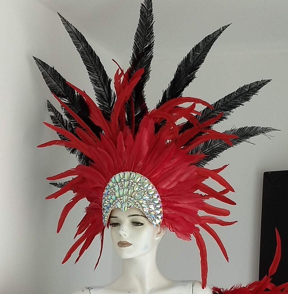 Crystal Samba Feather Headdress, Carnival Headpiece, Showgirl Headdress ...