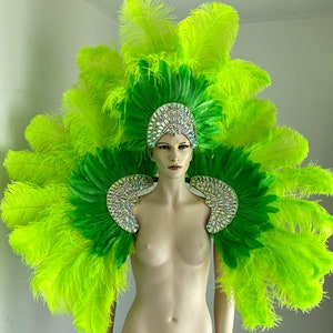 Carnival Costume feathers rhinestone Samba Costume Angel Wings Fantasy Fest Carnival Showgirl Set Hora Loca