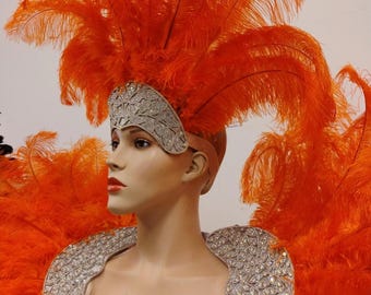 Feather Angel Wings epaulets, headpiece shoulder piece and tail Ostrich feathers Rhinestone appliques