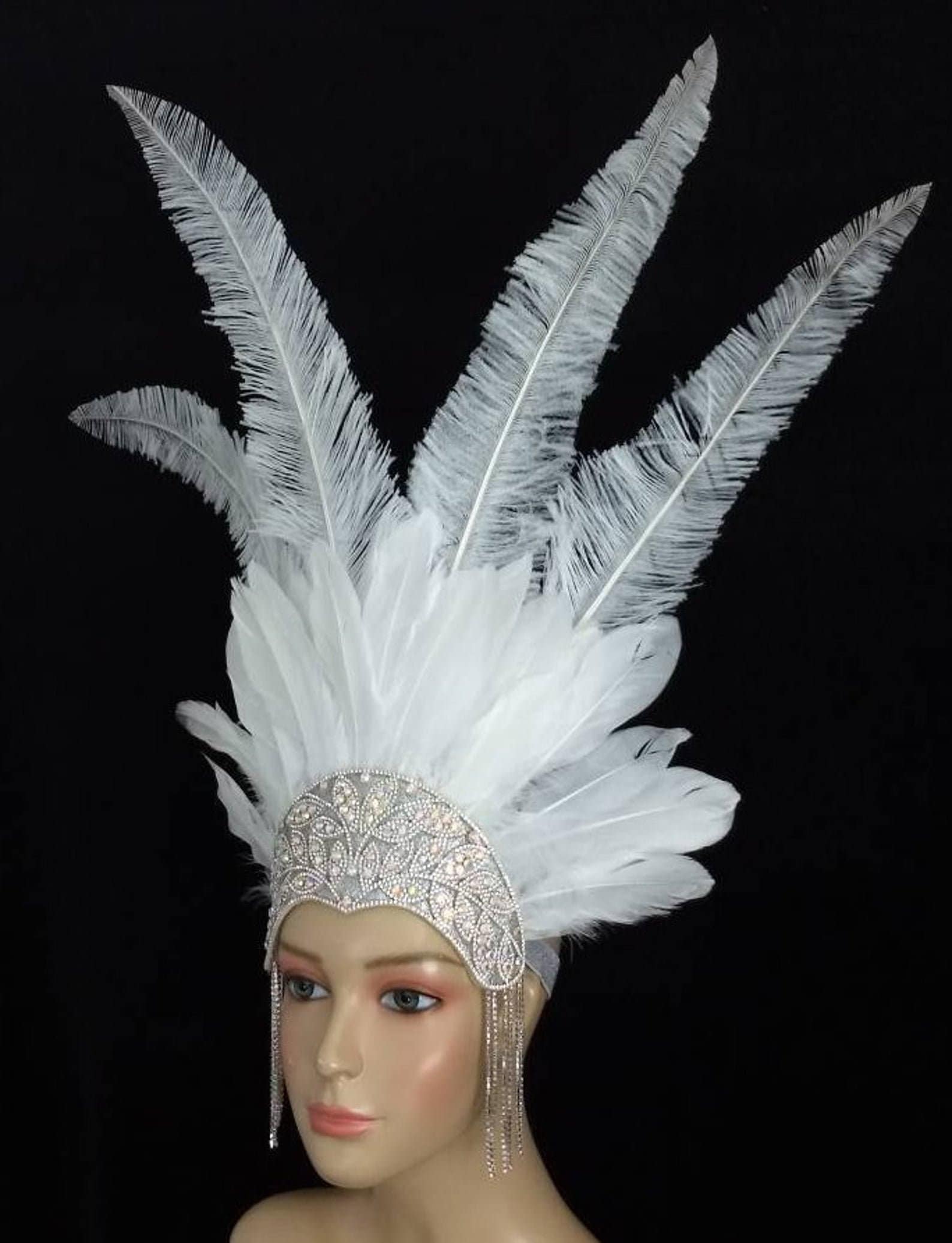 White Feather Headdress Samba Costume Feather Fantasy Fest Carnival ...