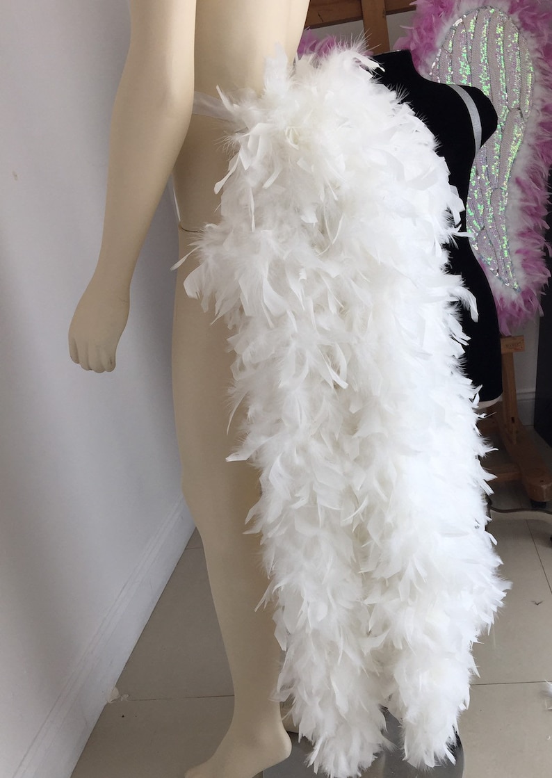 Large Burlesque Costume Feather Bustle Showgirl Costume Feather Skirt Long Feather Tail Feather Train Boa Bustle image 3