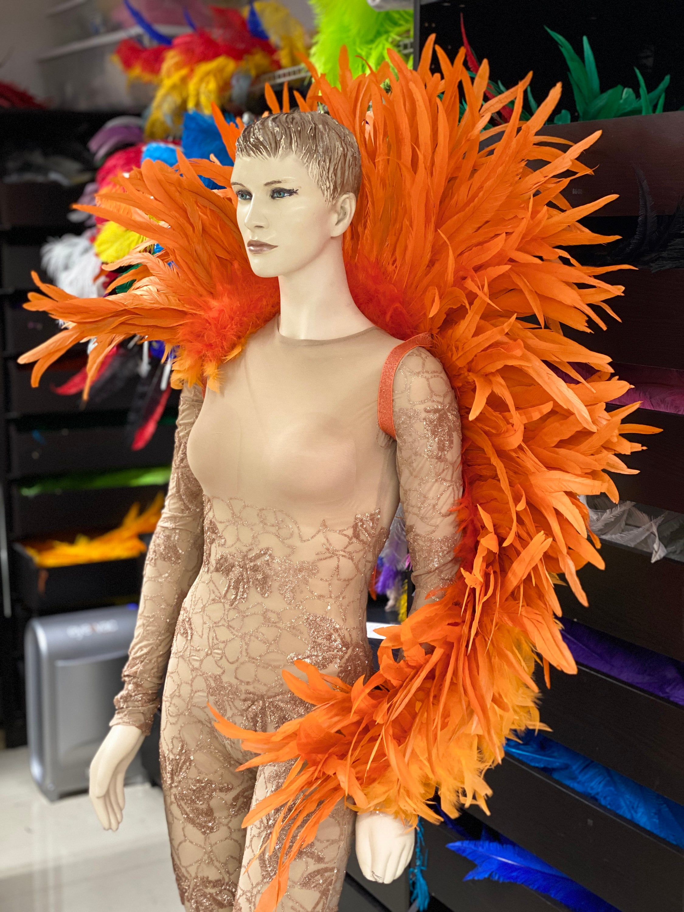 Adult-Women's Orange Feather Boa Orange | Halloween Store | Costume AC