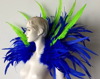 Samba Costume feather Piece Angel  Wings Feather Fantasy Fest Carnival Showgirl Set WFF Collar LegsShawl