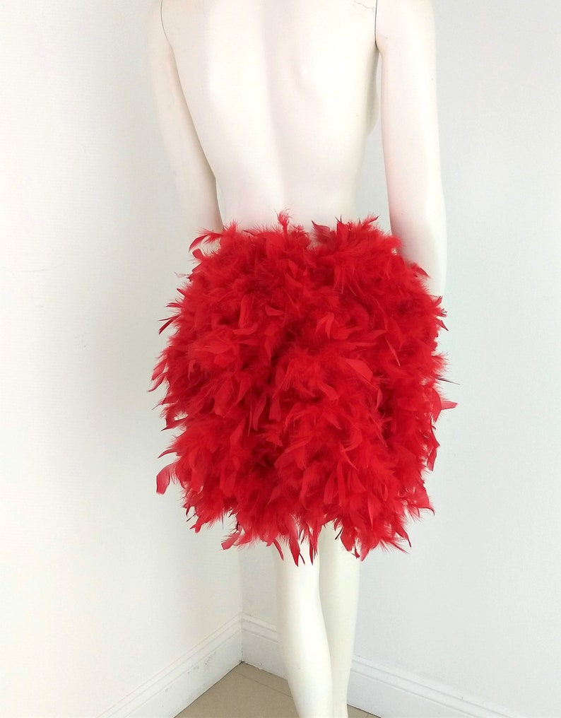 Simple Economical Feather Tail Fan tail back Bustle Boa tutu costume showgirl burlesque Proudly made in the USA and shipped from the USA Red