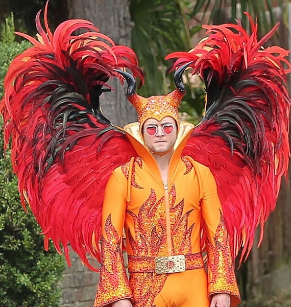 Red Wings Devil Outfit Elton John Rocketman Movie Inspired Carnival Samba Pageant Hora Loca Cosplay