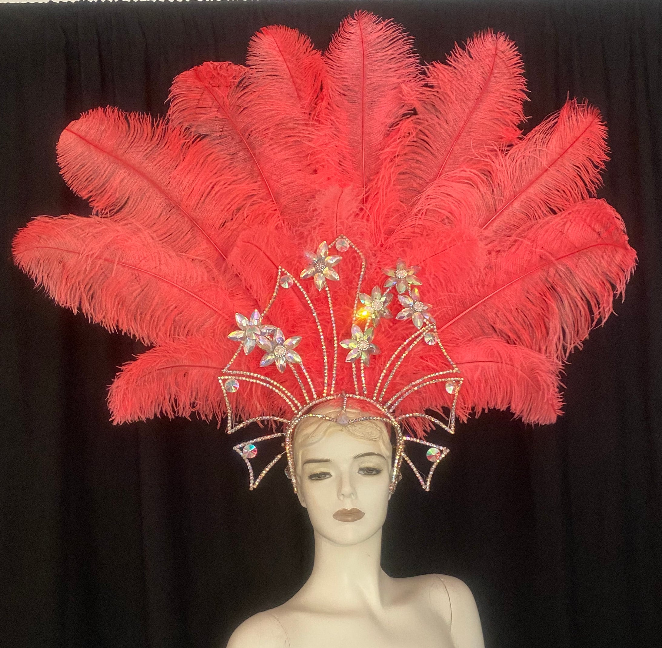 Large Ostrich Feather Showgirl Headdress Carnival Headpiece Samba ...