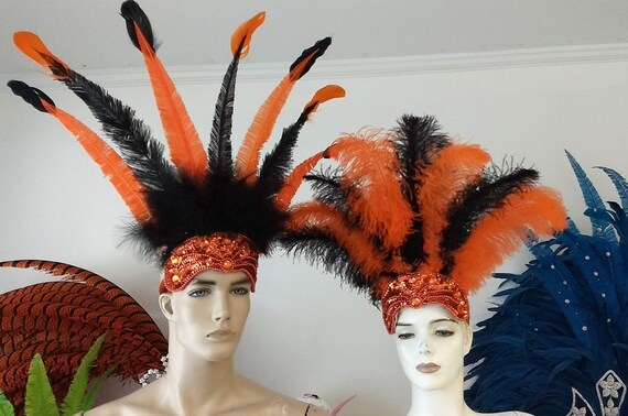 Carnival Feather Headdress Orange and 
