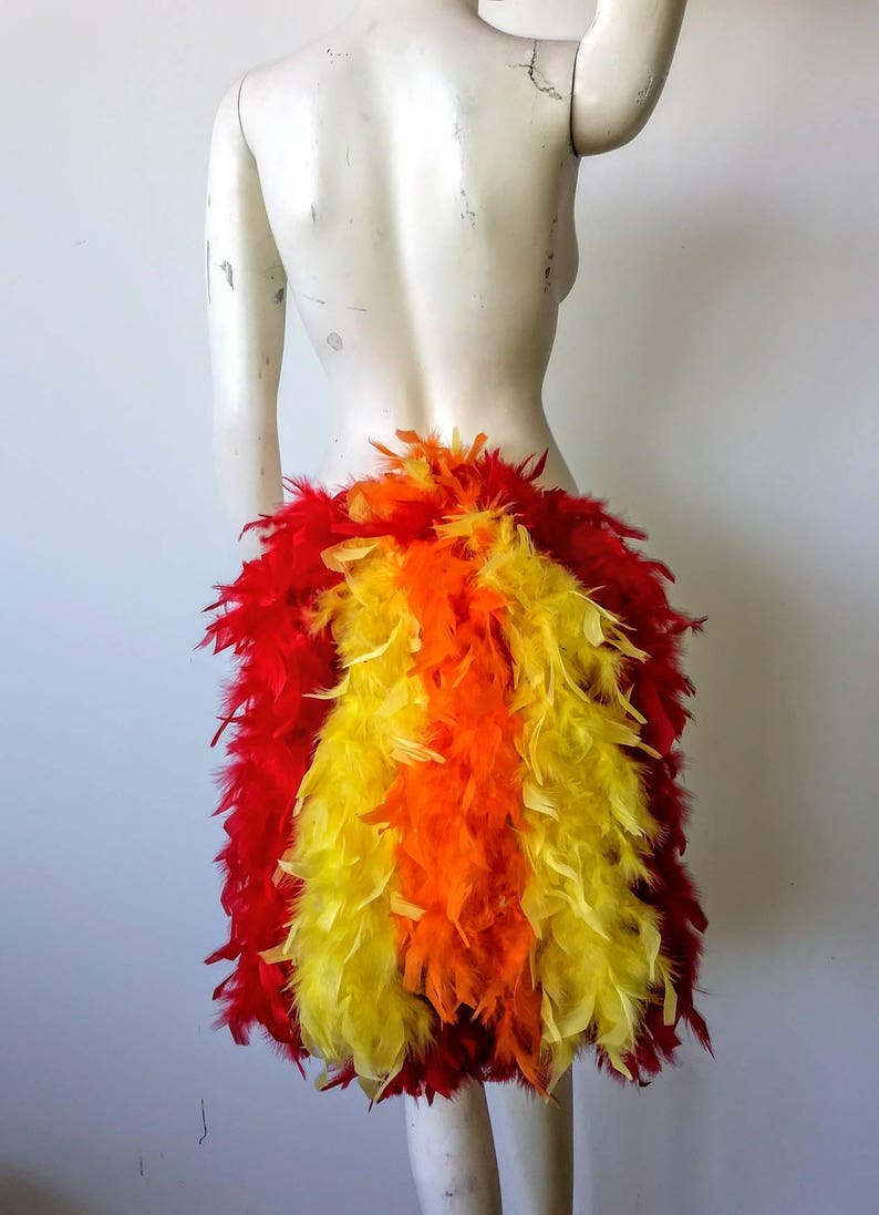 Fire Colors Thick Feather Tail Fan tail back cover Feather Bustle Boa tutu feather belt COSTUME SHOWGIRL BURLESQUE