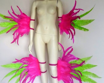 Samba Costume feather Piece Angel  Wings Feather Fantasy Fest Carnival Showgirl Set WFF Arm Legs and leg pieces