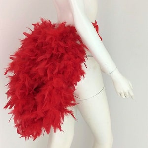 Red simple Feather Tail Fan tail back Bustle Boa tutu costume showgirl burlesque Proudly made in the USA and shipped from the USA image 3
