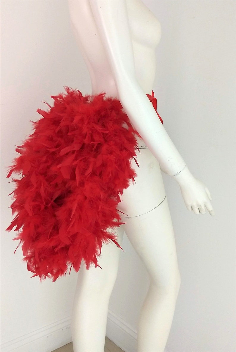 Red simple Feather Tail Fan tail back Bustle Boa tutu costume showgirl burlesque Proudly made in the USA and shipped from the USA image 3