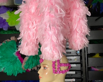 Samba headpiece Feather Piece Fantasy Fest Carnival Headpiece Vegas showgirl Rumba Style any color