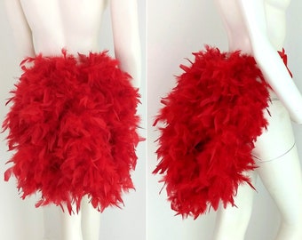 Red simple Feather Tail Fan tail back Bustle Boa tutu costume showgirl burlesque Proudly made in the USA and shipped from the USA