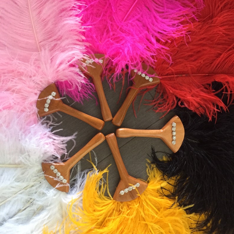 Feather FAN Handmade Ostrich feather dance fan Vintage design Etsy
