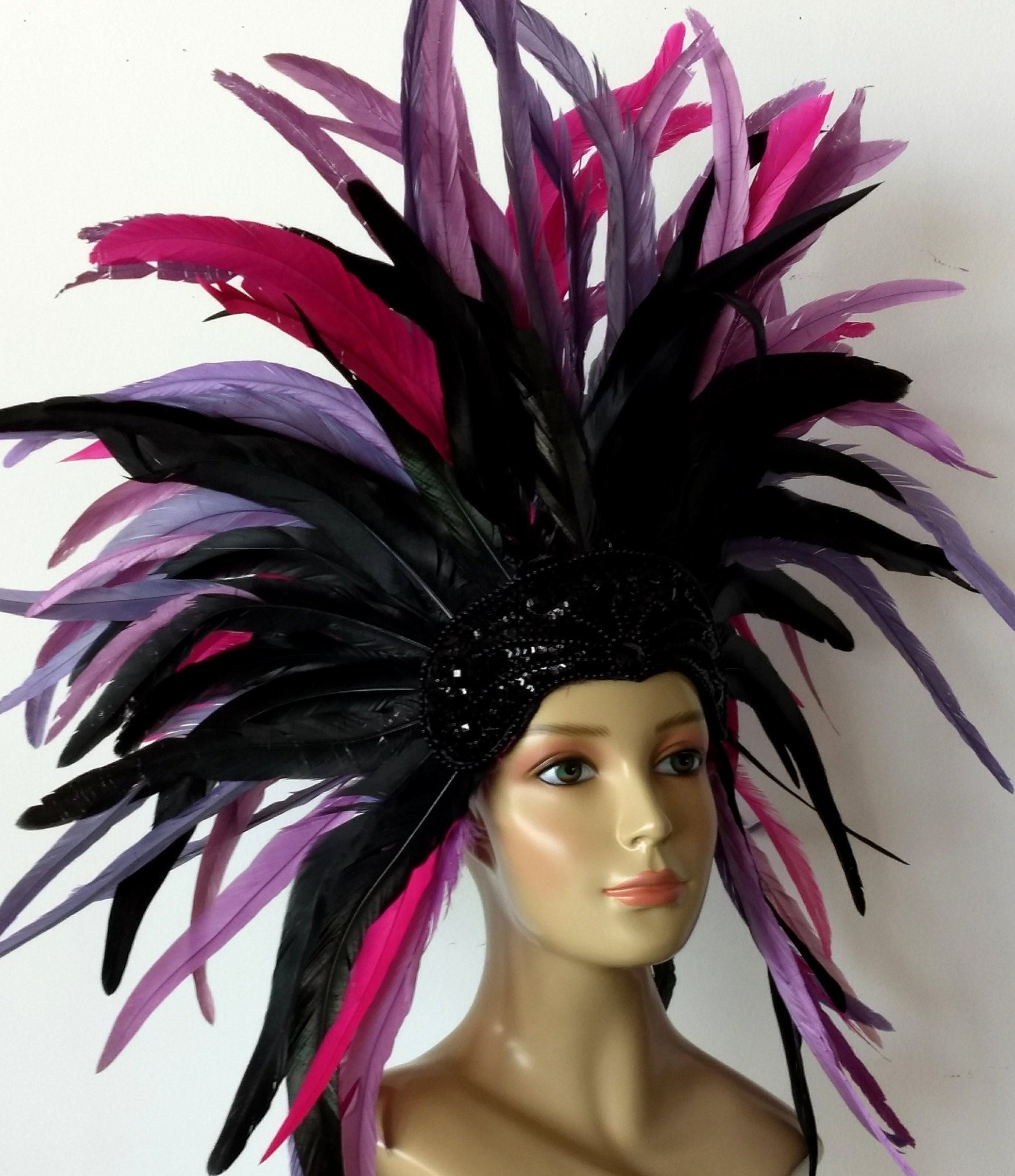 Prime Cocktail Feather Carnival Headdress Showgirl Hat Costume Etsy