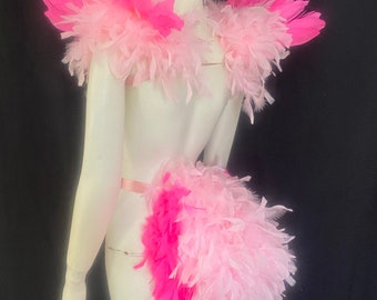 Barbie Flamingo Costume Wings and Tail Light Pink Hot Pink 