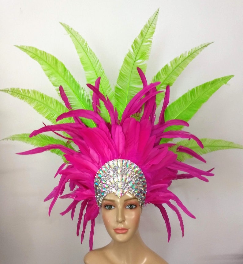 Crystal Samba Feather Headdress, Carnival Headpiece, Showgirl Headdress ...