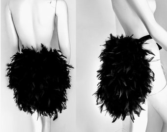 Black Simple Economical Feather Tail Fan tail back Bustle Boa tutu costume showgirl burlesque Proudly made in the USA