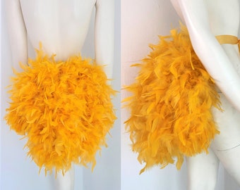 Yellow Gold simple Feather Tail Fan tail back Bustle Boa tutu costume showgirl burlesque Proudly made in the USA and shipped from the USA