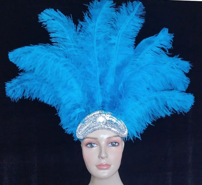 Carnival Feather Headdress Turquoise Samba Carnival Hora Loca | Etsy