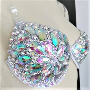 Crystal rhinestone Bra Samba Costume Fantasy Fest Carnival Showgirl Hora Loca