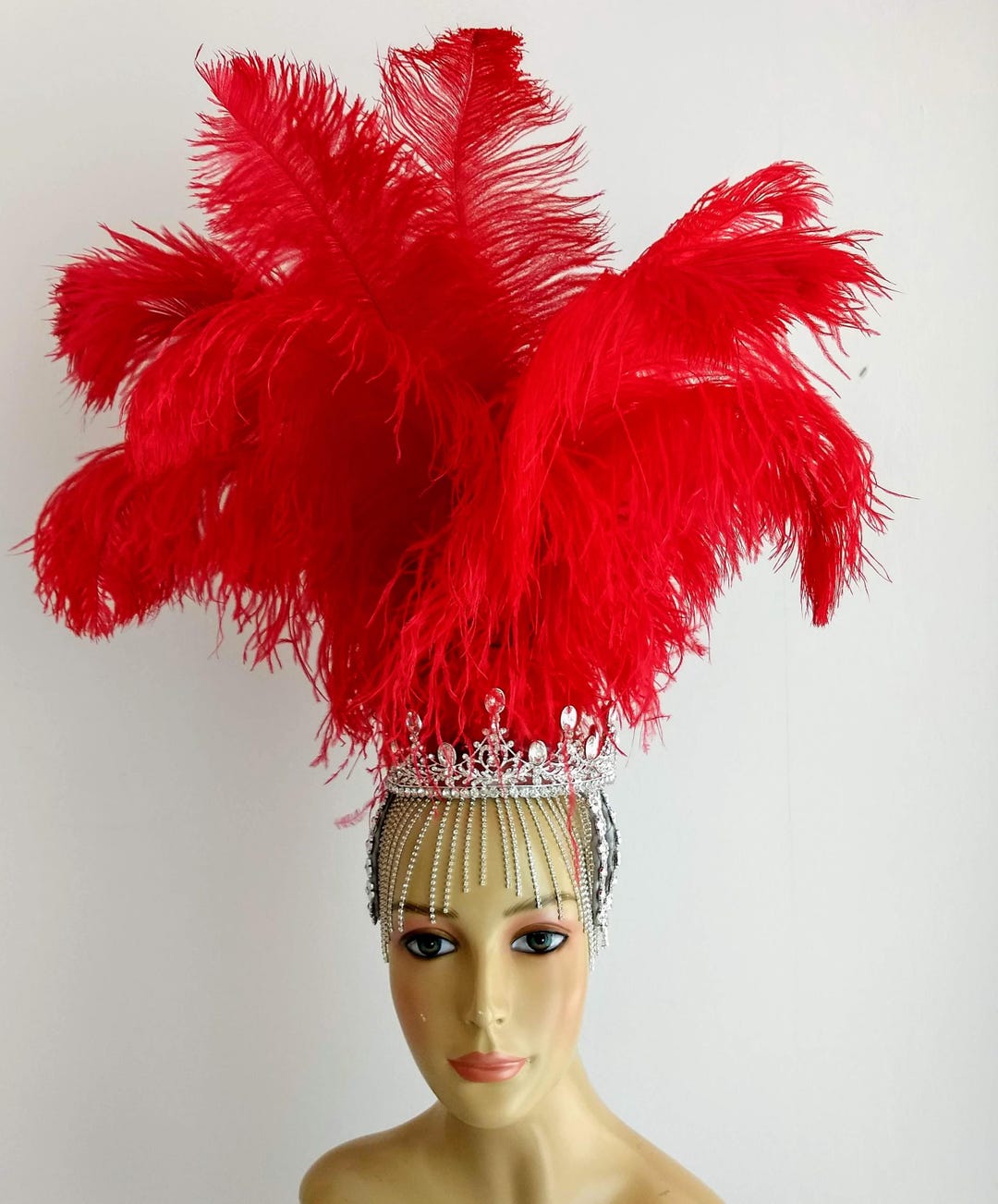 Red Feathers Samba Headdress Feather Piece Fantasy Fest Carnival ...