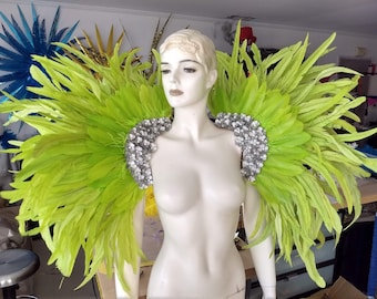 Epaulet Shoulder Piece Angel  Wings Feather Cocktail Fantasy Fest Carnival Showgirl samba Epaulette