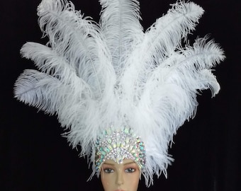 Full Size Prime Straußenflügel Federn Federn Karneval Kopfschmuck Showgirl Samba
