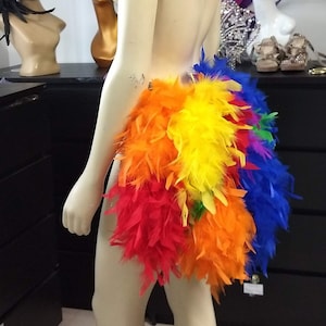 Rainbow multicolor Economical Feather Tail Fan tail back cover Feather Bustle Boa tutu feather belt COSTUME SHOWGIRL BURLESQUE