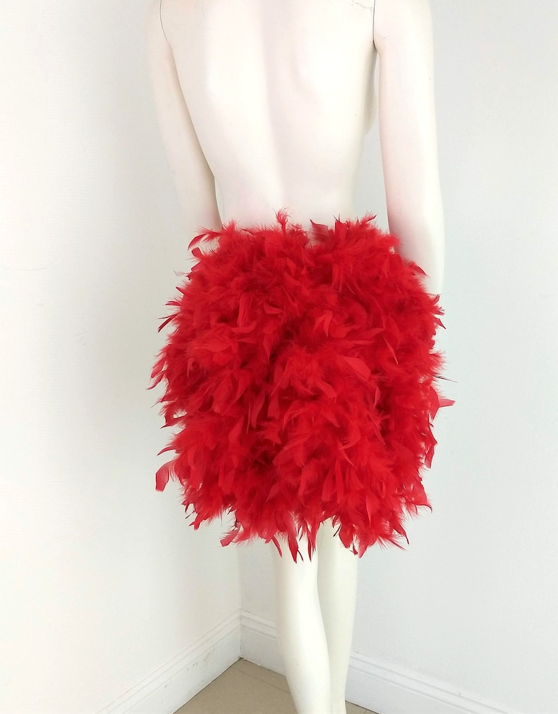 Red simple Feather Tail Fan tail back Bustle Boa tutu costume showgirl burlesque Proudly made in the USA and shipped from the USA image 2