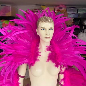 Hot Pink or anycolor Samba Costume feather Piece Angel  Wings Feather Fantasy Fest Carnival Showgirl Set WFF Collar and Arm Pieces