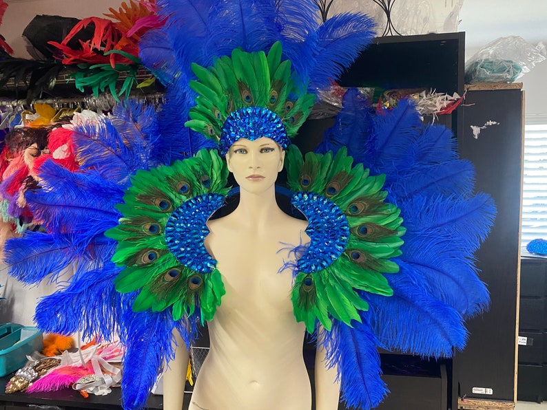 Peacock Carnival Costume Feathers Samba Costume Angel Wings Etsy