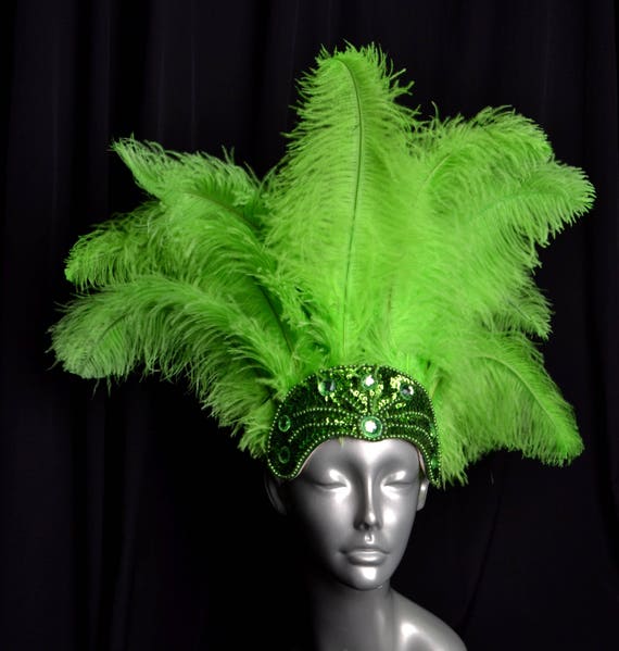 Carnival Feather Headdress Lime Green 