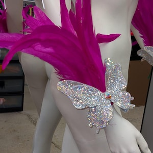 Rhinestones and feathers leg pieces and armpiece  wrist piece carnival mardi gras Crystal legpieces