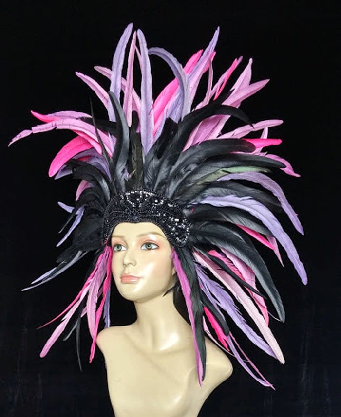 Prime Cocktail Feather Carnival Headdress Showgirl Hat Costume Etsy