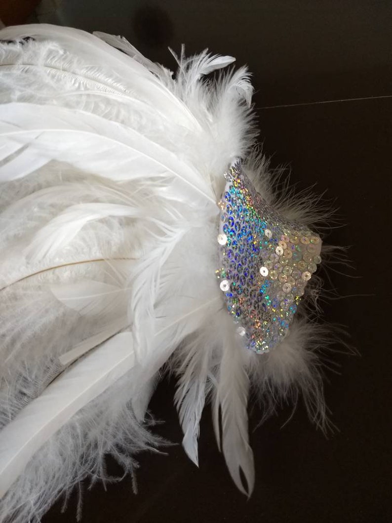 Elton John Inspired white Feather epaulettes Feather Carnival | Etsy