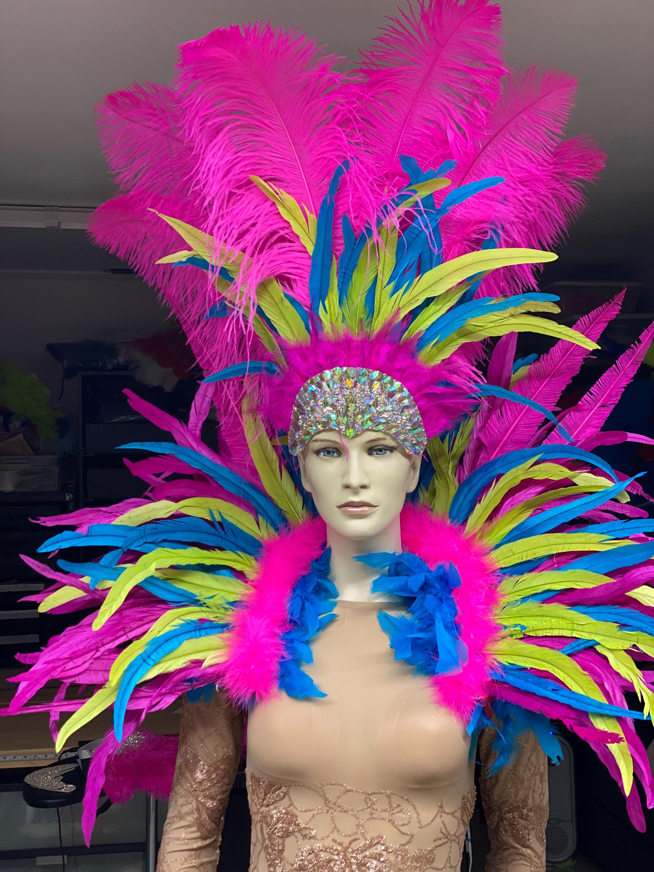 Headdress and Collar Set Hot Pink, Lime Green, and Turquoise  display picture 1