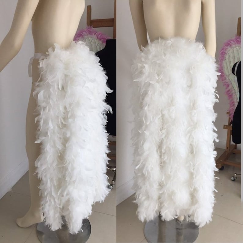Large Burlesque Costume Feather Bustle Showgirl Costume Feather Skirt Long Feather Tail Feather Train Boa Bustle image 2