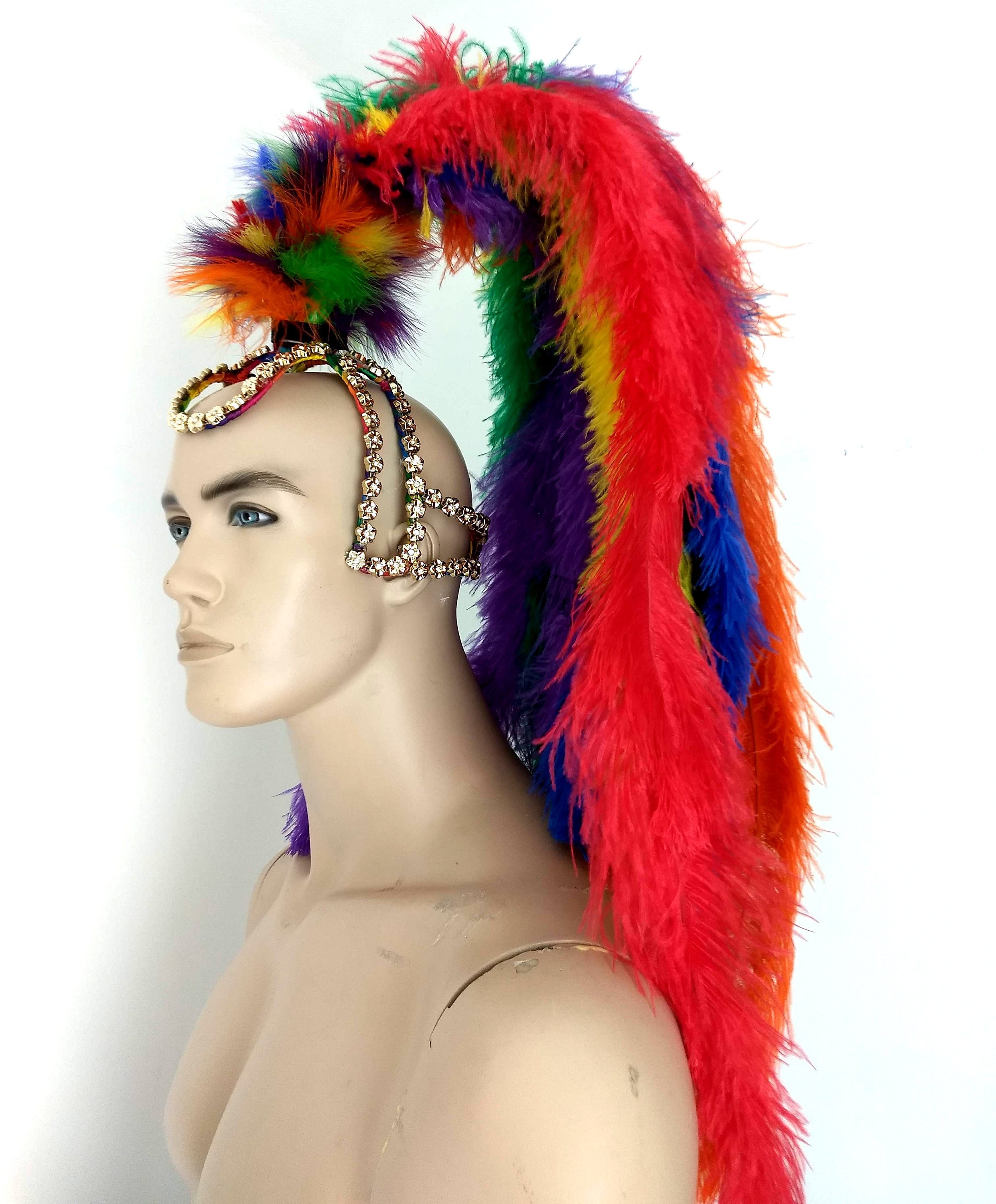 Pony Tail Samba Headdress Ostrich Floss Feather Piece Fantasy | Etsy