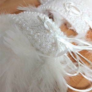 Child toddler Singer Inspired white feather epaulettes shoulder pieces carnival epaulets  costume