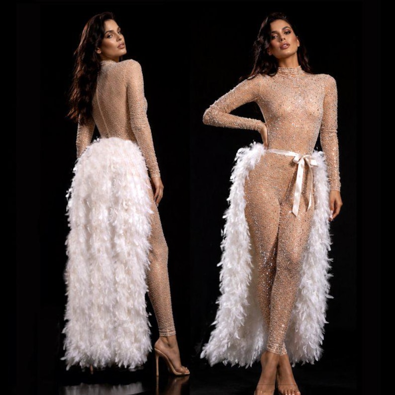 Large Burlesque Costume Feather Bustle Showgirl Costume Feather Skirt Long Feather Tail Feather Train Boa Bustle image 1